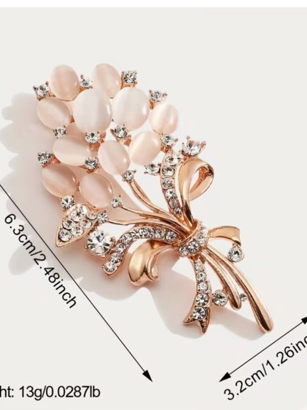 Pink Faux Pearl Bouquet Brooch - Picture 5 of 5